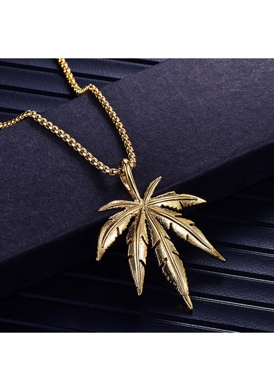 Chavin Yaprak Dizayn Gold Çelik Bayan Erkek Kolye Eb91Sr