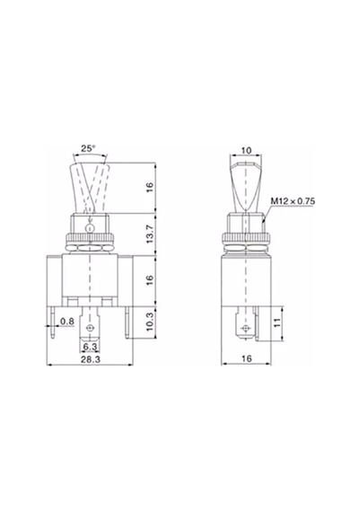 Be-151b 12mm Asw Kırmızı Ledli Toggle Swıtch 12v 30a Anahtar