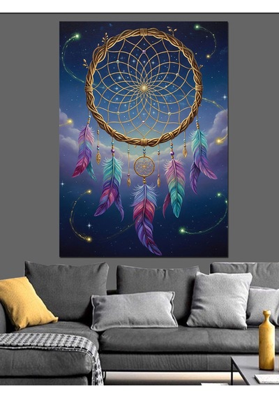 Ahşap Tablo Rüya Kapanı Mandala Çizimi