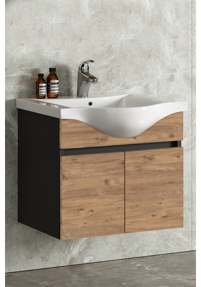 Yıldız 65 Cm Antrasit Gri-atlantik Çam Mdf Asma Banyo Alt Dolap Antrasit - Atlantik Çam
