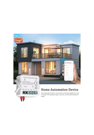 E24860-wıfı-2 Tuya Wifi 2 Gang 80a Tek Fazlı Kelepçe Güneş Pv Çift Tuya Wifi 2 Gang Single Phase Clamp