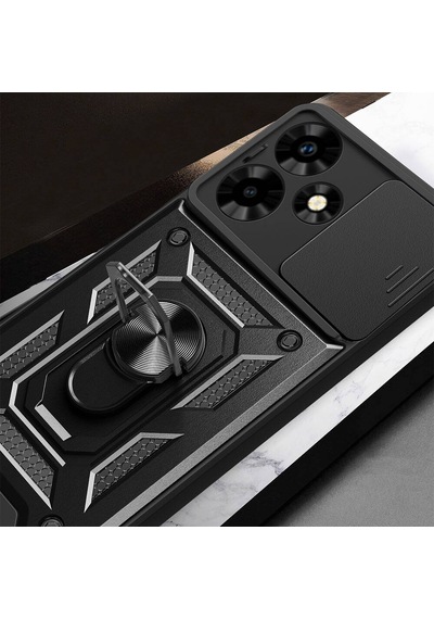 İnfinix Hot 30 İle Uyumlu Kılıf Magnetik Standlı Kamera Korumalı Sürgülü Kapak
