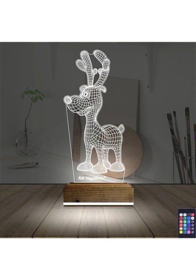 Luvivia Geyik Yılbaşı Kişiye Özel 3d Lamba - Masa Gece Lambası Şeffaf