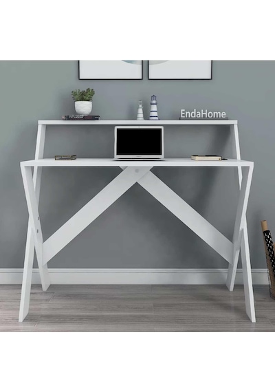 Reyo Home Enda X Ayaklı Raflı Ders Çalışma Masası 50x90 Cm Beyaz