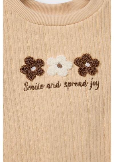 Defacto Kız Bebek 2li Takım Çiçekli Sweatshirt Eşofman Altı G5092a525wner120 Ekru-er120