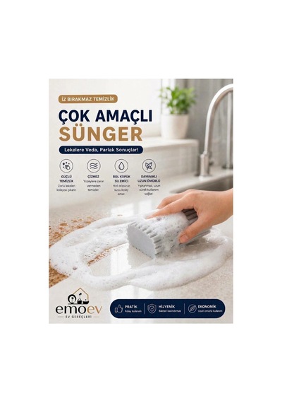 Çok Amaçlı Yüksek Su Emici Mutfak Tezgah Ve Bulaşık Süngeri Yüzey Çizmeyen Temizlik Süngeri 1 Adet
