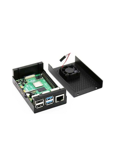Robotistan-Raspberry Pi 4 Alüminyum Muhafaza Kutusu (Fanlı)