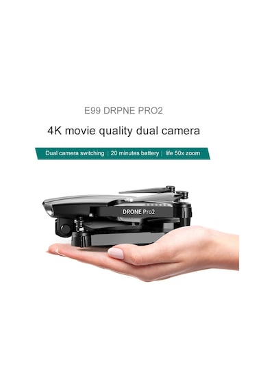 E99 Pro2 Çift Kamera FPV Hareket Selfie Drone Siyah Siyah