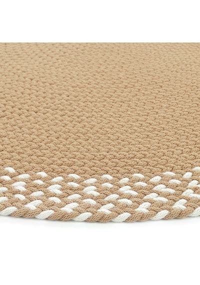 Cool Halı Glenn Kahve Krem Oval Pamuklu Kilim El Dokuması Örgü Çift Taraflı Yıkanan Mutfak Kilimi Kahverengi