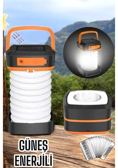 Güneş Enerjili Led Lamba Kamp Lambası Katlanabilir Lamba Usb Şarjlı Yeşil