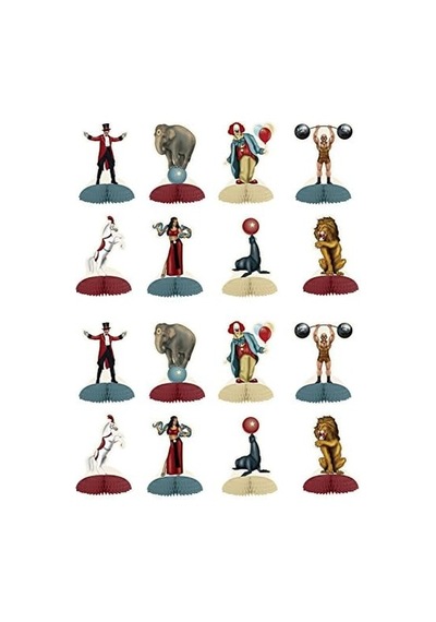 Beistle Vintage Circus Mini Masa Başlıkları, 16 Adet, 12,7 Cm, Çok Renkli