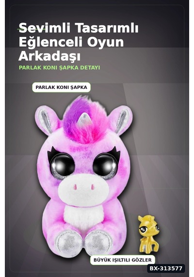 Koni Şapkalı 10 Cm Sevimli Mini Peluş Oyuncak Ve Figür Seti - 1 Adet, 3+ Yaş Bx-313577
