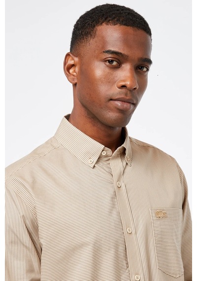 Lacoste Men's Regular Fit Beige Shirt Normal Kesim Erkek Gömlek Bej
