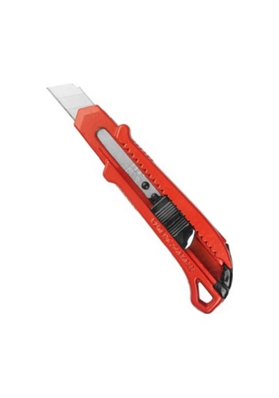 Maket Bıçağı Metal Gövdeli Kırmızı Maket Bıçağı 18mm Geniş Bıçak