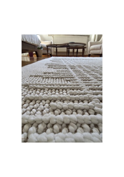 Badelya Home Monaco 0220 Krem İskandinav Sisal Bukle Yumuşak Özel Ölçü Salon Koridor Mutfak Halısı Yolluk 0220-krem