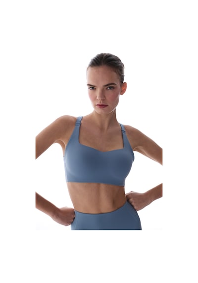 Penti Mavi Stretch360 Orta Destek Çapraz Sırt Detaylı Kaydırmaz Askılı Cross Back Spor Sütyeni