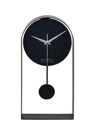 Masa Saati Sarkaçlı Metal Siyah Renk Sessiz Mekanizma Dekoratif Modern Tasarım 32x16cm Mms Myk3000-1 Diğer