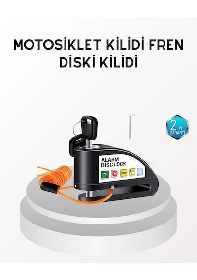 Anti Hırsızlık 110 Db Alarm Disk Fren Kilidi Suya Dayanıklı Çelik Güvenlik Kilidi