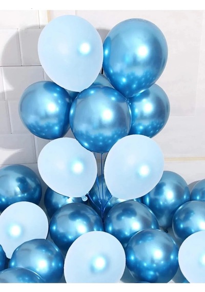 Krom Mavi Ve Makaron Pastel,mat Mavi Renk 100 Adet Balon