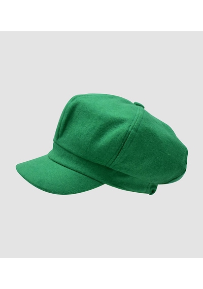 Külah Kadın Yünlü Vintage Kasket Retro Kışlık Şapka - Standart Yeşil