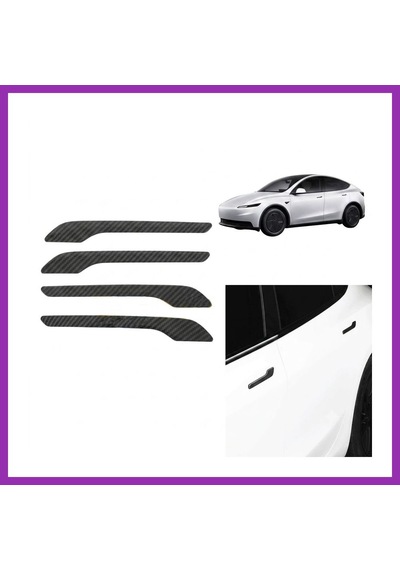 Bezos Tesla Model 3 Y Uyumlu Karbon Dış Kapı Kolu Koruyucu Kaplama Seti 4 Lü Siyah Bty