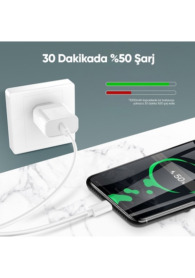 Woyax by Deji Samsung Galaxy Uyumlu Note 7 / Note8 / Note 9 -Note FE Hızlı Şarj Aleti 18W QC 3.0 Type-C