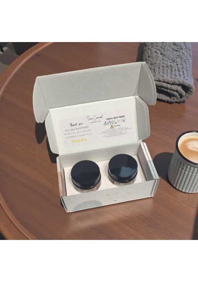 Tiem Concept Kokulu Mum 2'li Set - Soya Mum Hediye Seti, Sandalağacı Ve Okyanus Aromalı Amber Kavanoz Mumlar -%100 Do Çok Renkli