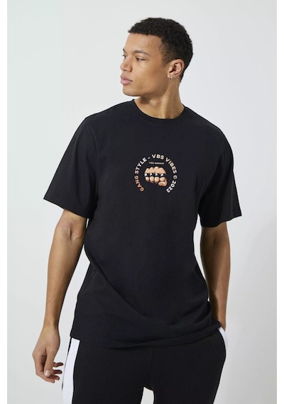 Gang Serıes Erkek Siyah Oversize Vibes Gang Baskılı T-shirt Siyah