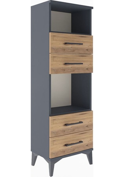 Arges Dolap 2 Raflı 4 Çekmeceli 44x30x134 Antrasit-çam Antrasit