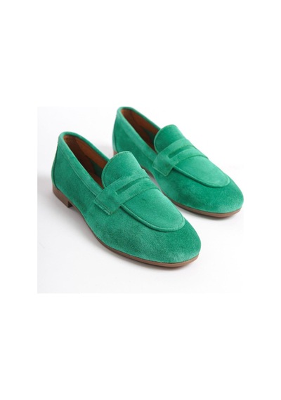 Mubiano Hakiki Deri Collection Kadın Süet Loafer & Babet Yeşil -mcmng2103-y Yeşil