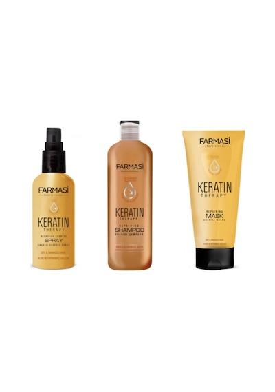 Keratin Theraphy 3'lü Onarıcı Saç Bakım Seti - Şampuan + Maske + Sprey