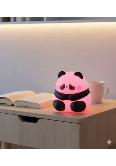 Dekoratif Aydınlatma Sevimli Panda Silikon Renk Değiştiren Led Usbli Çocuk Odası Gece Masa Lambası Çok Renkli