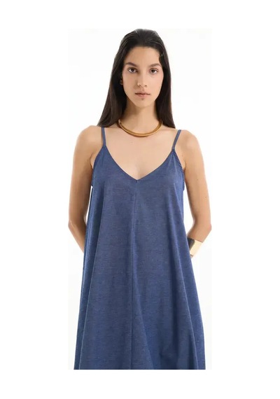 Quzu 25yelb00568 İndigo Elbise Indigo