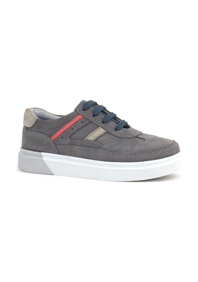 Rakerplus Gri Hakiki Deri Bağcıklı Erkek Çocuk Sneaker Ayakkabı Gri