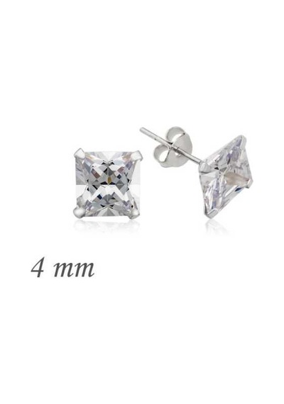 Gumush Gümüş Kare Tek Taş Zirkon Küpe - 4 Mm N11.41884