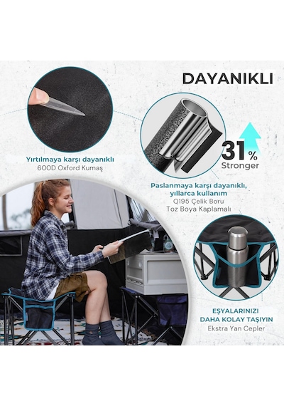 Fundango Cozy Stool Plus Ultra Konforlu Destekli Katlanır Tabure Black Siyah