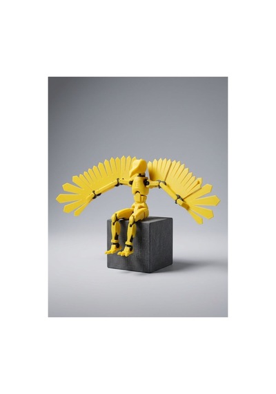 Bird Dummy 13 Sarı Kanatlı Hareketli Figür - Eklemli Aksiyon Figürü Robot Oyuncak
