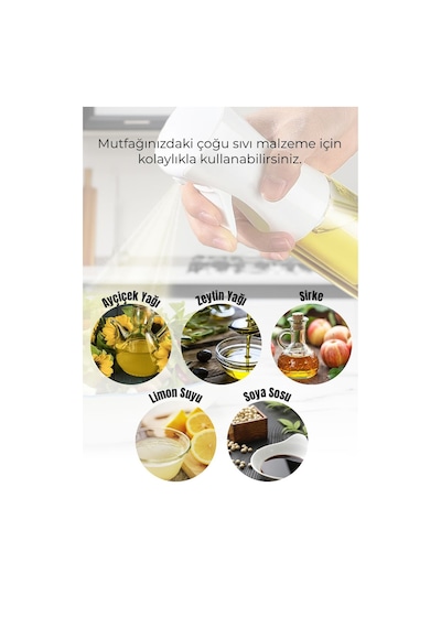 Vienev Airfryer Sprey Yağdanlık Cam Şişe - Izgara Fritöz Salata Yağ Püskürtücü Beyaz