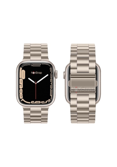Novstrap Apple Uyumlu  Watch Seri 7/8 45mm Kordon Starlight Yıldız Işığı Klasik Metal Çelik Kordon