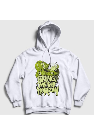 Presmono Unisex Green Bring Me The Horizon Kapüşonlu Sweatshirt Beyaz