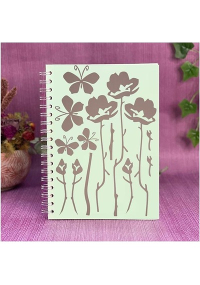Defter Sticker,laptop Sticker Gri Çiçekli Pvc 48x33x0,5cm