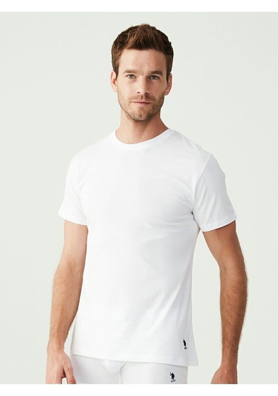 U.S. Polo Assn. U.s Polo Assn. 80196 Erkek 2 Li Yuvarlak Yaka Kısa Kol Atlet-beyaz Beyaz