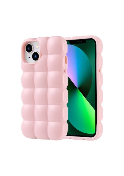 Apple Uyumlu iPhone 14 Kılıf Parlak Esnek Silikon Tchs Dom Dom Kapak - Pembe Pembe