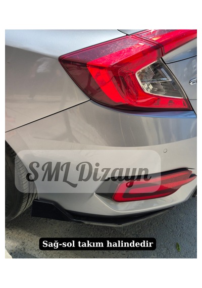 Honda Civic Fc5 Uyumlu Arka Flap Seti - Parlak Siyah Piano Black Tampon Bıçağı Plastik Sağ-sol Takım