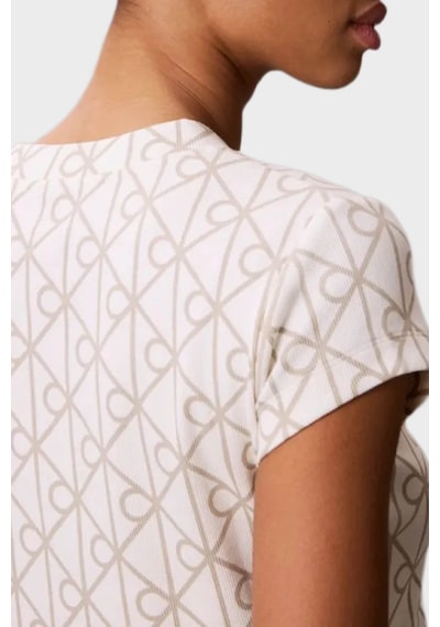 Calvin Klein Pamuklu Slim Fit Logo Baskılı T Shirt Bayan T Shirt Lv047g830g Yas Krem