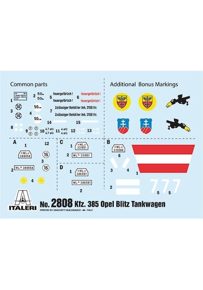 Italeri 2808s 1/48 Ölçek, Opel Blitz Tankwagen Kfz. 385 Askeri Tanker, Plastik Model Kiti-50772