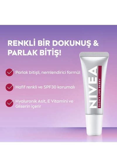 Spf30 Glowy Lips Berry Nemlendirici Dudak Parlatıcısı Ve Bakım Kremi 10 Ml,hyaluronik Asit E Vitamini,gliserin