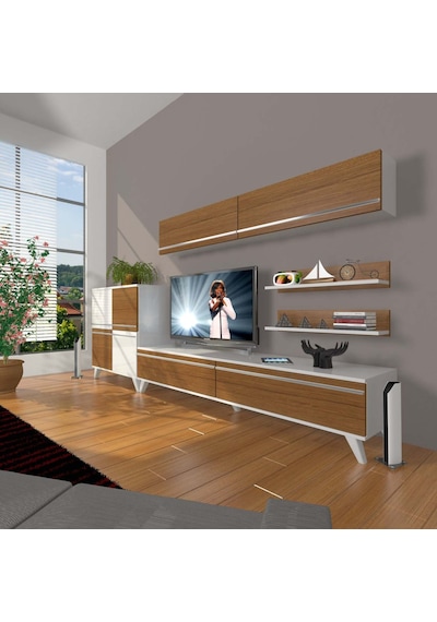 Decoraktiv Eko 6y Mdf Std Retro Tv Ünitesi Tv Sehpası Beyaz - Ceviz