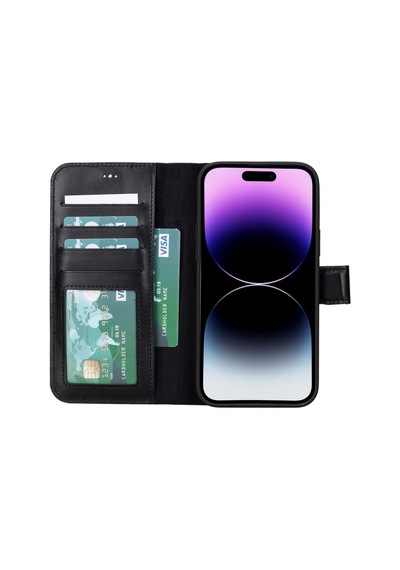 Apple Uyumlu   iPhone 15 Plus Deri Cüzdanlı Kılıf   Mwwn Rst1 Siyah