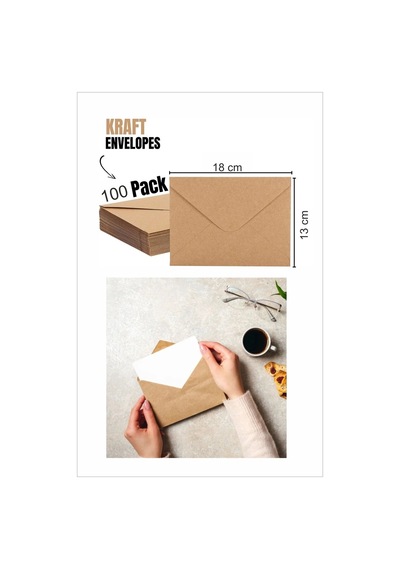 Hsn Davetiye Zarfı Kraft Zarf 100 Adet 13 X 18 CM Kahverengi Zarf